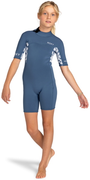 2026 Roxy Junior Swell Series 2mm Back Zip Shorty Neopreno ERGW503017 - Wild Wind Drifter Floral